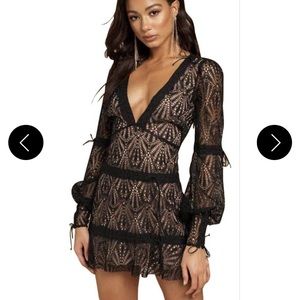 For love and lemons black lace long sleeve mini dress